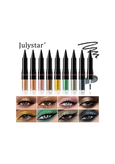 Dumanlı Sedefli Yeşil Likit Göz Farı 2'si 1 Arada Glitter Metalik Göz Farı 02 4.2g 01