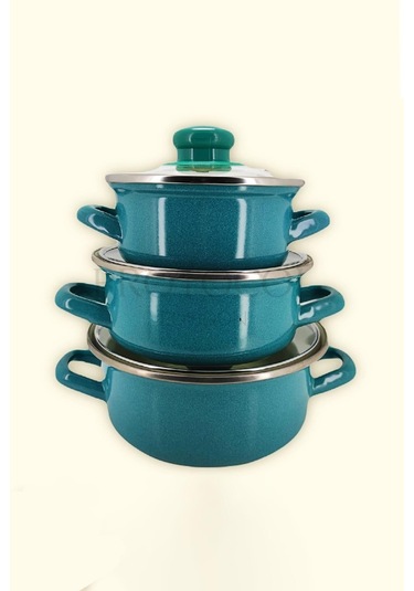 Protocol London 12/14/16 Cm Mini Emaye Tencere Seti - Turkuaz