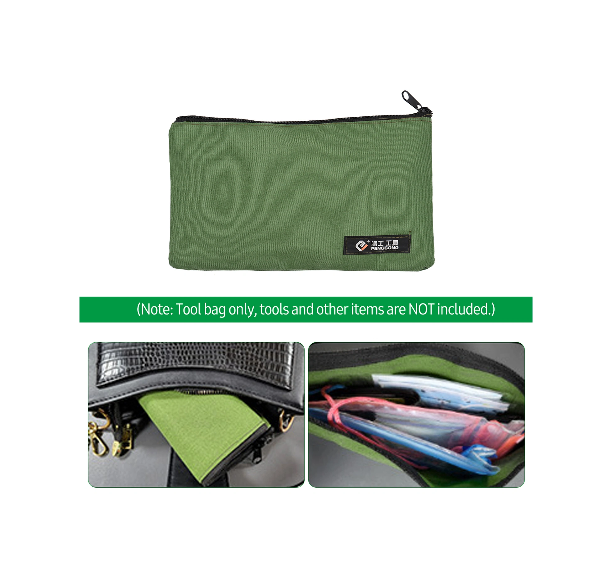 Folinda Küçük Boy Asker Yeşili Araç Saklama Çantası - 168-2 Modeli, Zıplayıcı Kapanma, Hafif Ve Dayanıklı