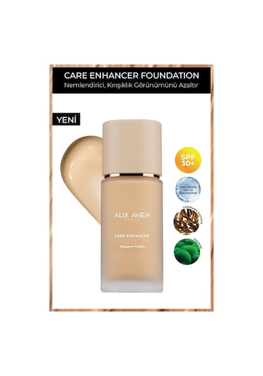 Alix Avien Kırışıklık Karşıtı Nemlendirici SPF30 Parlak Bitişli Fondöten Care Enhancer 806 Pale Apricot