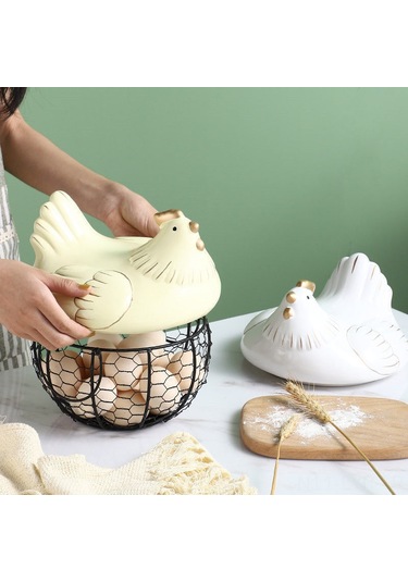 Ranyeek Siyah Altın Çizgili Seramik Kapaklı Gömlek, Nordik Stili Demir Ağı Meyve/saklama Sepeti, Ev Dekorasyonu Ve Pratik Kullanım Siyah