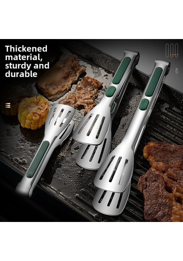 Springsun Ticari Kaliteli 304 Paslanmaz Çelik Gıda Klemensi - Kore Usulü Izgara, Barbekü Ve Steak Klipsi Küçük Üç Çizgili Diğer