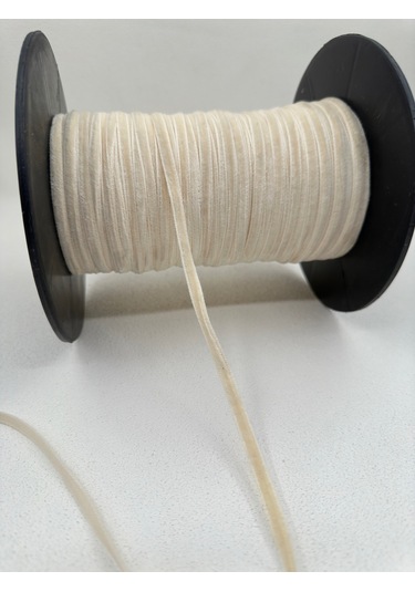5 Mm Pamuk Kadife Şerit-5 Metre-ekru
