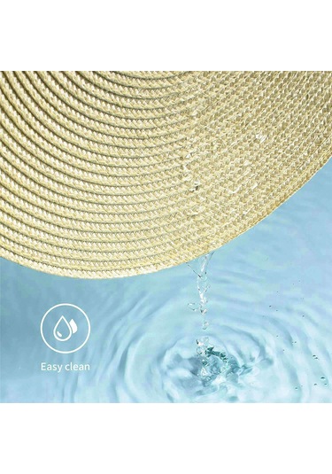 Xiaaokeji Yuvarlak Örgülü Amerikan Servis Takımı 6'lı Masa Örtüsü 15 İnç Bej Bej