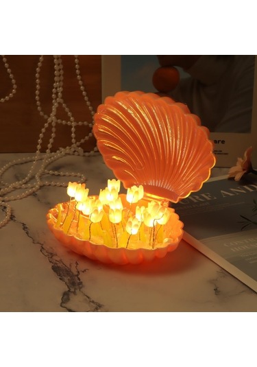 Büro Ev Ofis Hediyesi İçin Kendin Yap Tasarımlı Led Işıklı Deniz Kabuğu Lale Lamba Diğer