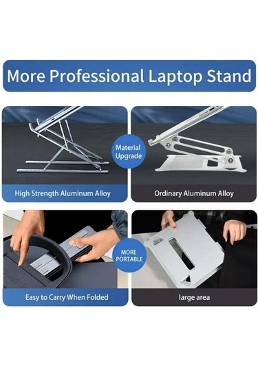 Yaozixa Alüminyum合金n8 Taşınabilir Bilgisayar Desteği, Ayarlanabilir Açı Tablet Tutucu, Ergonomik Ofis/ev Masaüstü Stant Gümüş