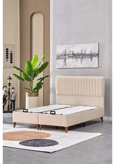 Evdemo Ezgi Çift Kişilik Baza Başlık Set Krem 150 200 150 x 200