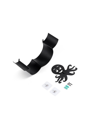 Homyl Duvara Monte Ahtapot Tuvalet Kağıdı Depolama Rafı Siyah