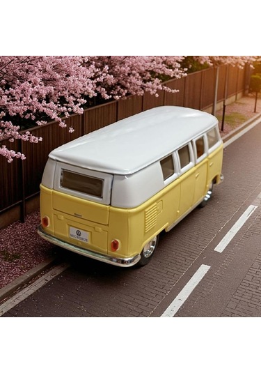 Nostaljik Metal Çek Bırak Sarı Wv Minibüs Araba Kapılar Açılır Diğer