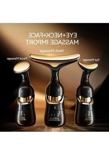 Createtech Yüz Yedek Springsun Siyah Sıkılaştırıcı Masaj Kremi Elektrikli Boyun Başlıklı Aleti 3'ü 1 Arada Siyah