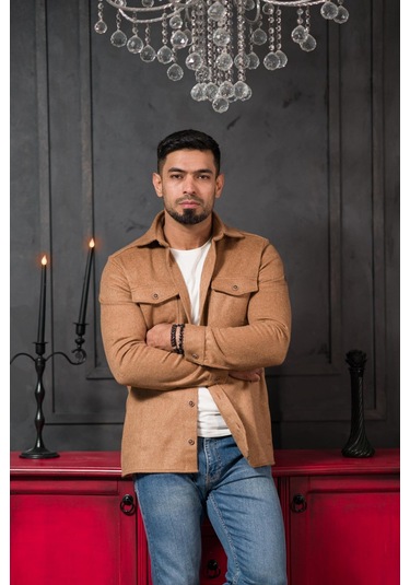 Advante Slimfit Çift Kapak Cepli Astarsız Kaşe Gömlek Devetüyü