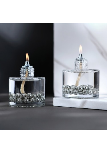 Imperiums Pearl Cylinder Dekoratif Kandil Mum 2'Li Set