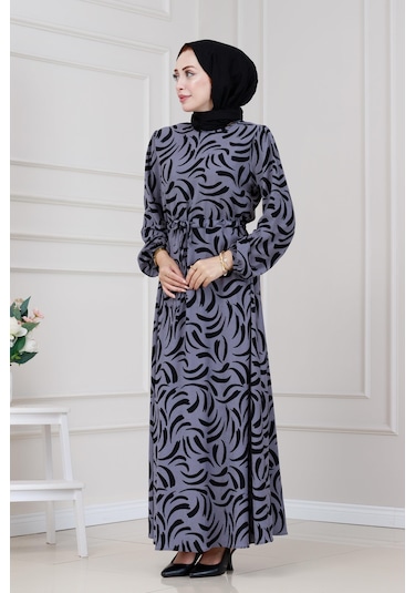 Beli Tünelli Karin Elbise-gri-5333 Gri