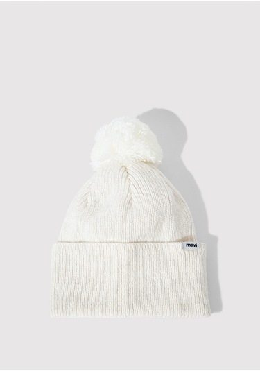 Mavi - Ponponlu Detaylı Ekru Bere 1912689-34523 Ekru