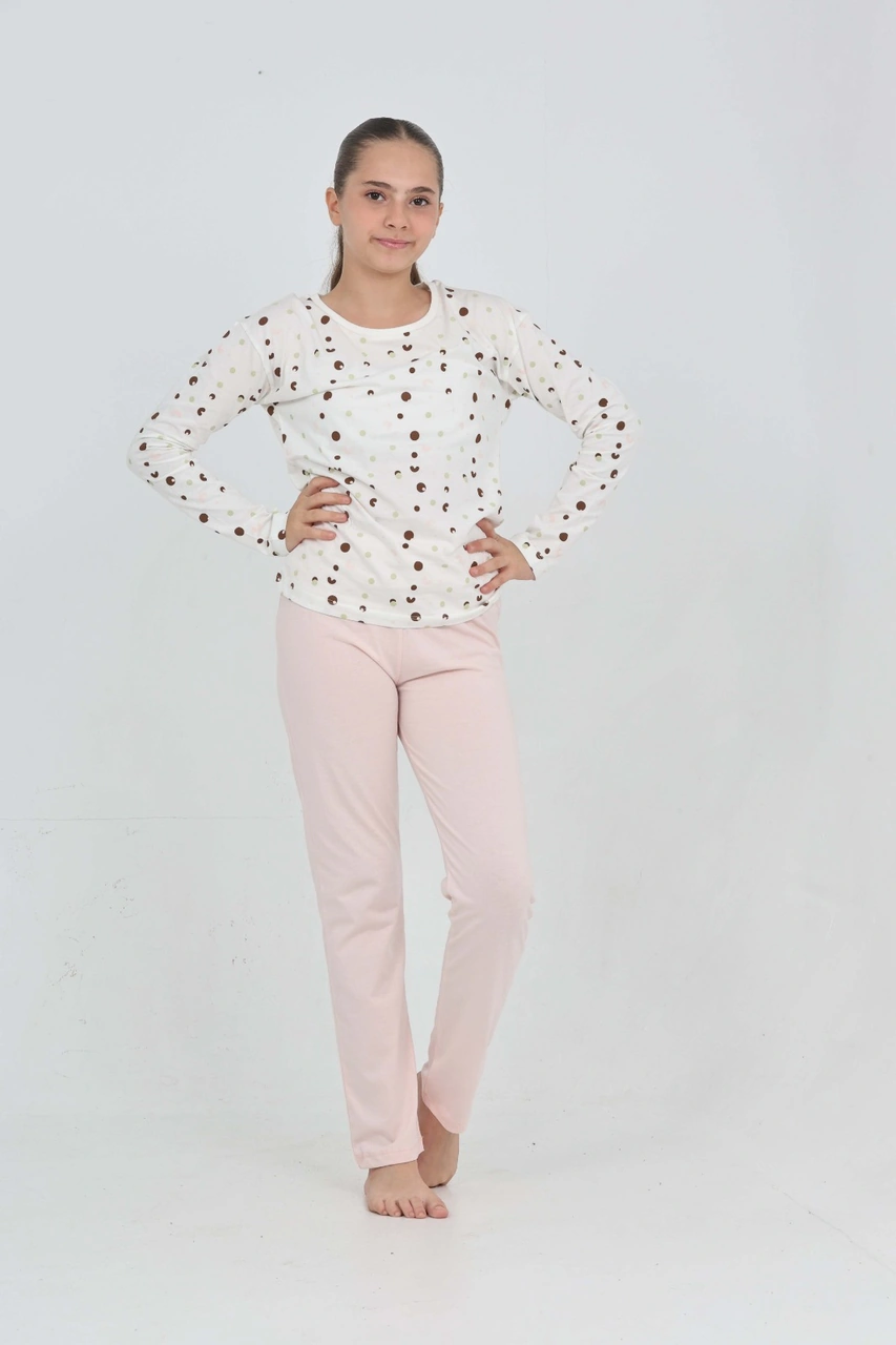 Toontoy Kız Çocuk Karma Baskılı Pijama Takım Pudra