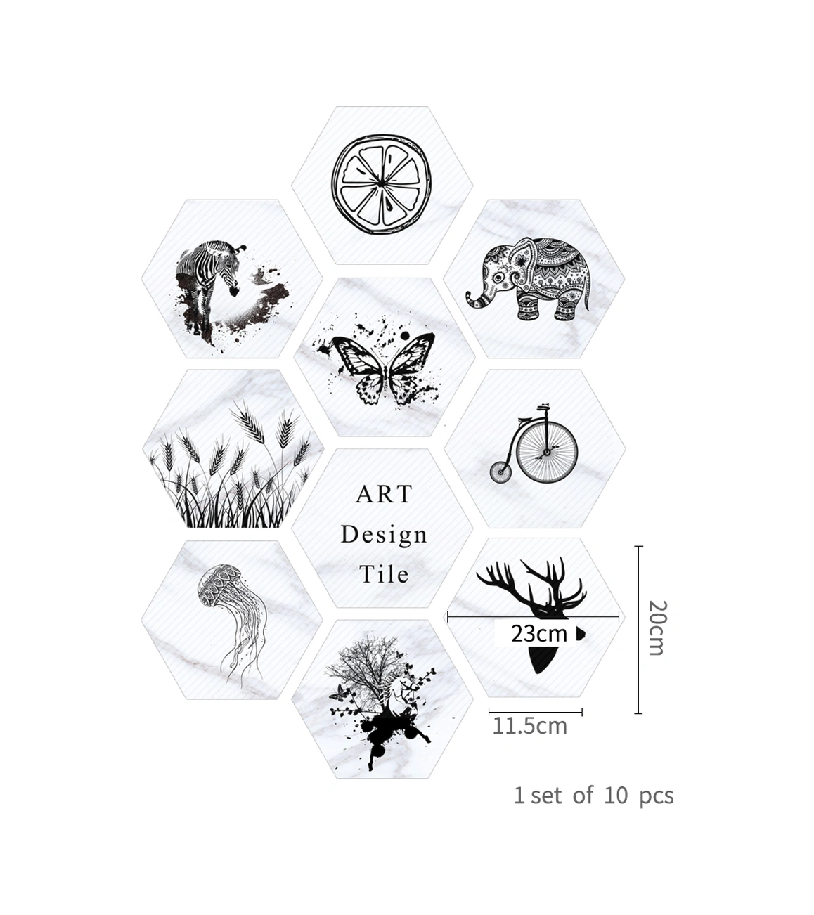 Hombey Pvc Zemin Sticker 10 Adet, 20x23 Cm, 27 Desen Seçeneği, Kolay Yapıştır & Çıkar, Duvar/zemin/tahta Uygulanabilir, Ev Dekorasyonu Yeni Look Diğer