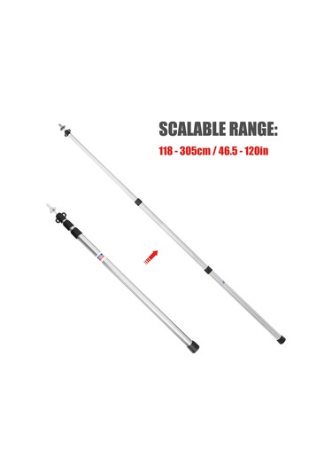 Ximistore9 Açık Hava İçin Ayarlanabilir 4 Parçalı Alüminyum Tente Direği - 3.0m Siyah Siyah