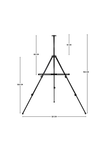 Katlanabilir Metal Tripod Şövale - Ayarlanabilir, Taşıma Çantalı, Siyah