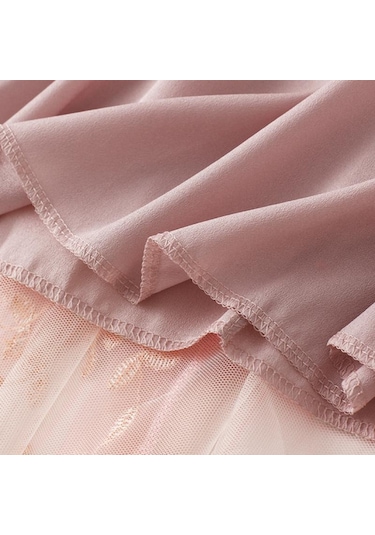 Lüks Kadın Etekler Kore Tarzı Moda Elastik Bel Aplikler Nakış Çiçek Örgü Etek Uzun Gazlı Bez Balo Etek Pembe