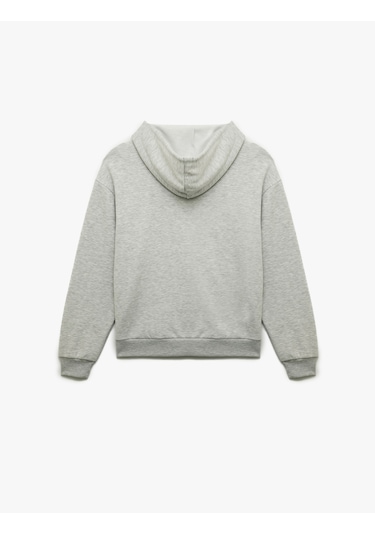 Koton Fermuarlı Kapüşonlu Kanguru Cepli Uzun Kollu Oversize Spor Sweatshirt Gri Melanj 6wak10151nk Gri Melanj