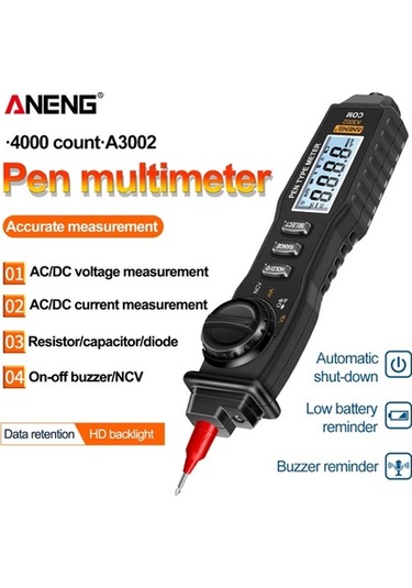 Besthome1 Aneng A3002 Kalem Multimetre - 4k Ölçüm, Ac/dc Voltaj, Direnç, Kapasite, Taşınabilir El Aleti
