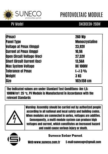 260 Watt Yüksek Amper Yarı Esnek Güneş Paneli Half Cut Monokrista
