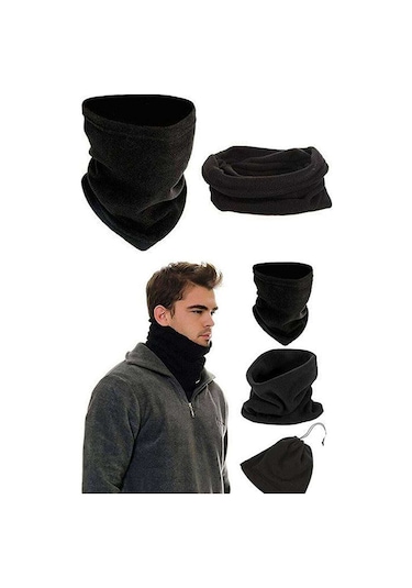Royaleks Polar Unisex İpli Bere Ve Boyunluk Siyah Diğer