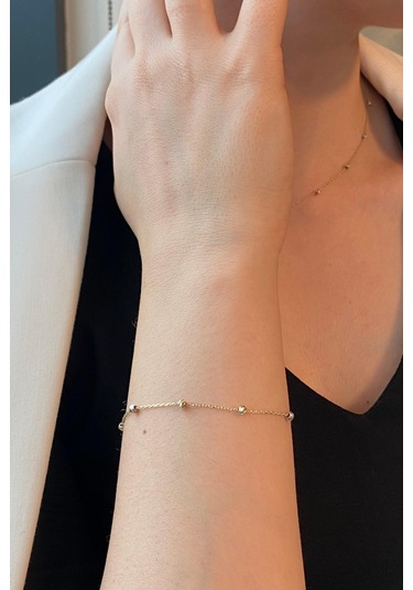 Zümrüt Sarraf 14 Ayar Altın Kadın Renkli Dorika Toplu Zincir Kolye Bilekllik Set