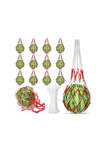 Suntek 6 Adet Karpuz Ağı Balkabağı Destek Kırmızı-beyaz