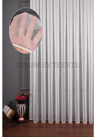 Gümüş Simli Keten Düz Tül Perde Akdz 920