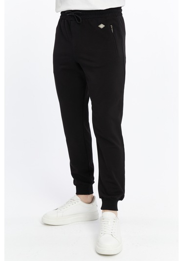 Axxel Erkek Siyah Yüksek Bel Ön Arka Cepli Eşofman Altı-p782 Siyah