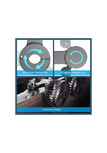 Araba Fan Çifte Kafa Usb Araba Soğutma Fanı Arka Koltuk Başlığı Fanı, Usb Fan 3 Gear 360 Derecelik Araba Kamyonu Suv İçin Ayarlanabilir