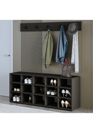 Ay001 Talu Askılı Ayakkabılık, Çok Raflı Ayakkabılık - Antrasit Antrasit