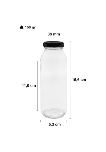 Afracam Meyve Suyu Şeffaf 250 ml Metal Kapaklı Cam Şişe 6 Adet