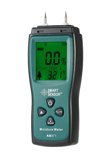 Smart Sensor El Mini Ahşap Nem Ölçer Dijital Lcd Kereste Koyu Yeşil