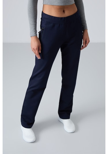 Tommy Life İndigo Fermuar Cepli Rahat Form Klasik Paça Kadın Eşofman Alt - 94195 İndigo