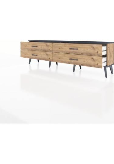 Arges Tv Ünitesi 4 Çekmeceli 176x30x51 Çam-antrasit/çam Antrasıt/atlas Çam