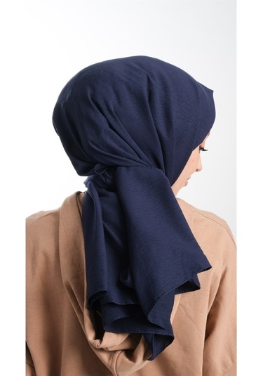 Hürrem Bone 202105_02 Pamuk Düz Klasik Caz Şal Lacivert