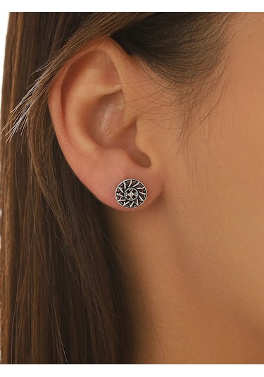 Serebranyj Dom 925 Ayar Gümüş Küpeler Pimli Küpe 141375706 Siyah