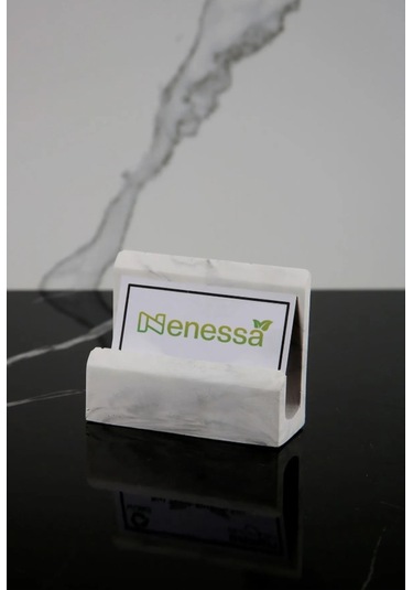 Mermer Desenli Beton El Yapımı Kartvizitlik Ofis Kartlığı