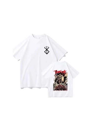 Snapbuy Berserk T-shirt Guts Erkekler Kadın Pamuk Manga Anime Hip-hop Büyük Boy T Gömlekkırmızı Kirmizi