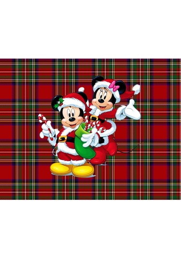 Minnie Ve Mickey Mouse Desenli Amerikan Servisi Dikdörtgen 35 X 5