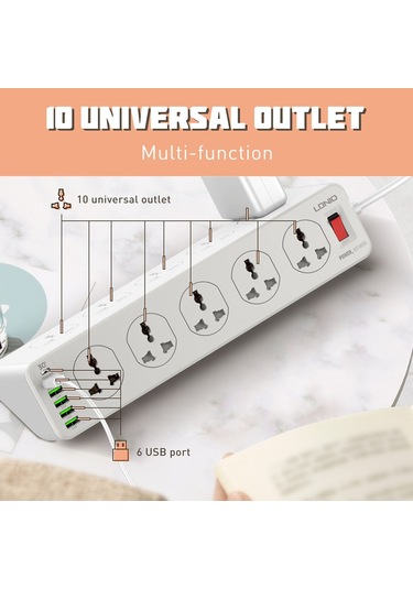 Ldnıo Sc10610 30w 10+6 Bağlantı Noktalı Çok Fonksiyonlu Seyahat Ev Ofis Hızlı Şarj Soketi, Spec: Ab Fiş