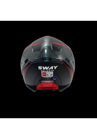 Sway Sw 865 Space Black Red Güneş Gözlüklü Motosiket Kaskı
