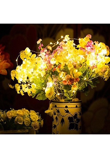 Soulader Bakır Tel Üzerine Dizili 20 Ledli Dekoratif Peri Işığı 2 Metre Beyaz Işık Beyaz