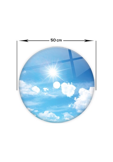 Cam Avize Göbeği | Gökyüzü Desenli | Çap50Cm Çok Renkli