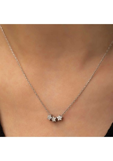 Supertrend Gümüş Üç Yıldız Kolye Gümüş