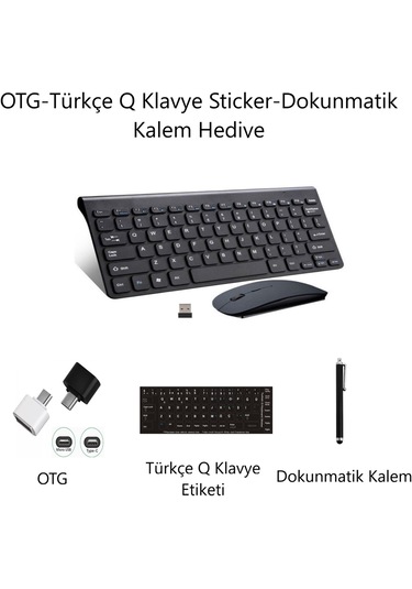 Samsung Galaxy Tab A8 Uyumlu Kablosuz Klavye Mouse Set SİYAH