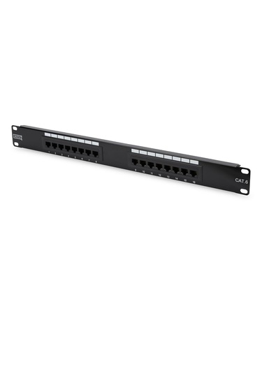 Digitus 19 Inch 16 Port Cat-6 Utp Patch Panel, 50 Μ Mikron , Altın Kontak, Zırhsız -18233
