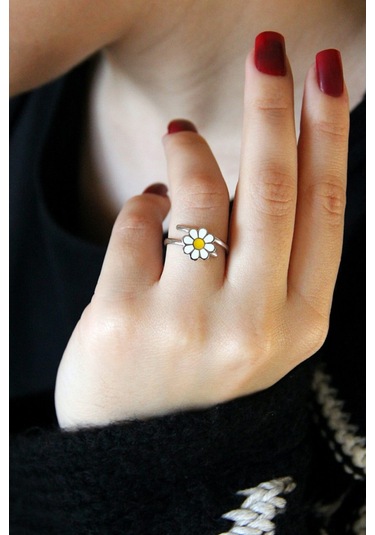 925 Ayar Gümüş Papatya Yüzük - 34010902 Gümüş